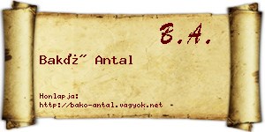 Bakó Antal névjegykártya